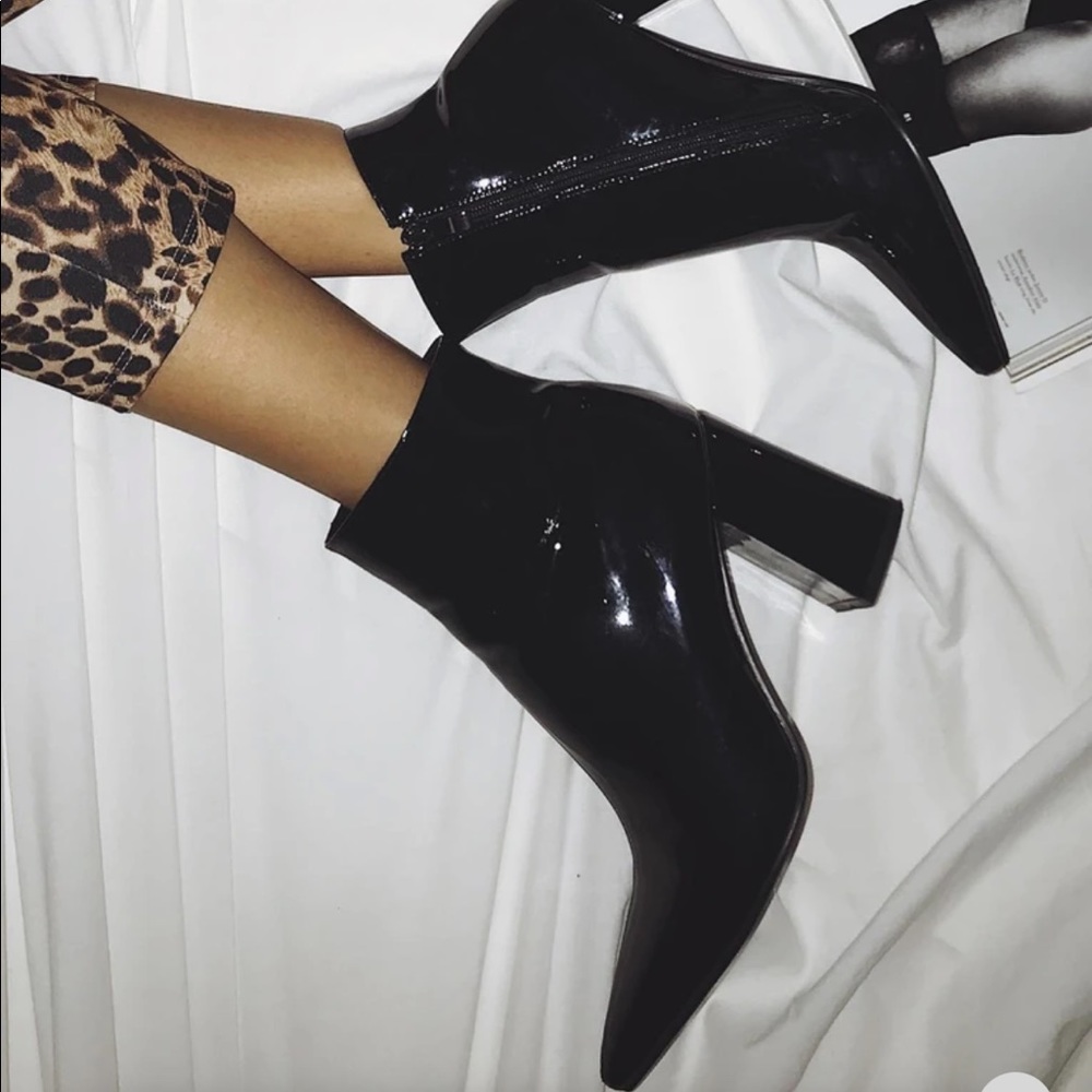 PRINCESS POLLY THERAPY BLACK PATENT ALLOY BOOTS